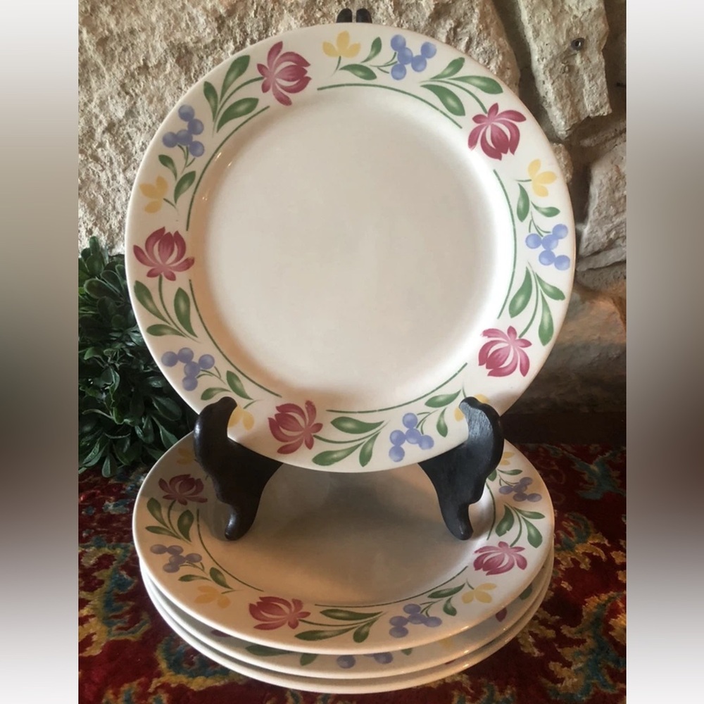 Set of 4 Farberware "Dorchester" Dinner Plates 1995 Floral 10 3/4"